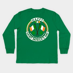 Happy Saint Patrick's Day Irish Flag Tees Kids Long Sleeve T-Shirt